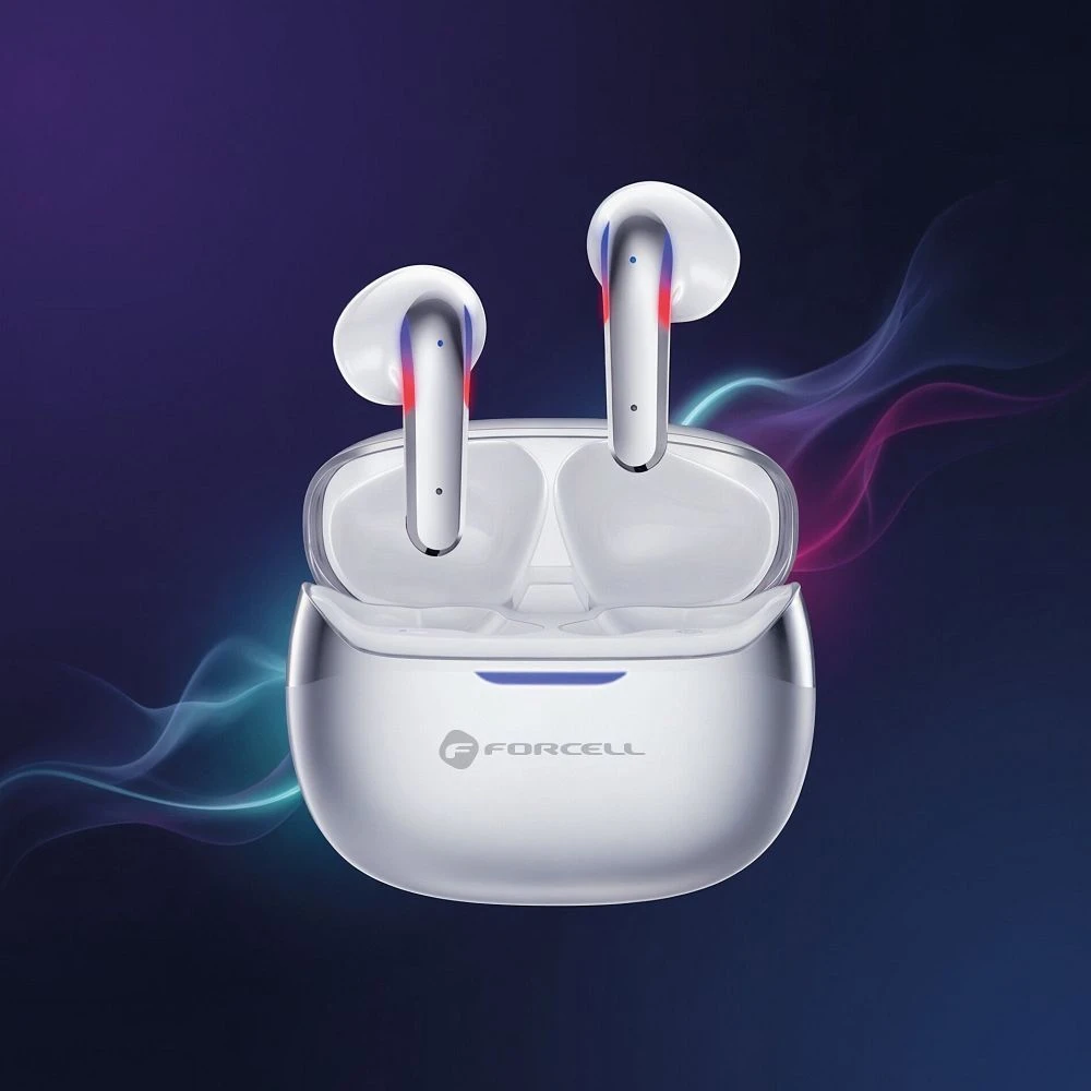 „Forcell F-Audio Pulse Air ENC“ belaidės į ausis įdedamos TWS ausinės, sidabrinės