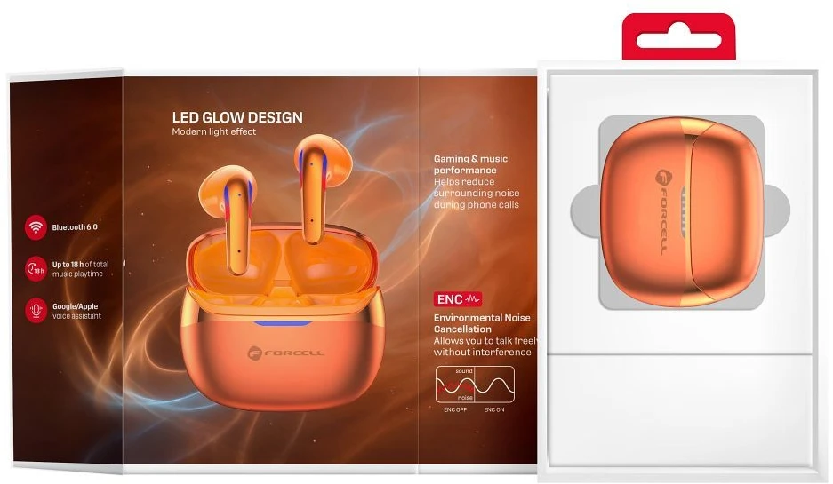 „Forcell F-Audio Pulse Air ENC“ belaidės į ausis įdedamos TWS ausinės, auksinės