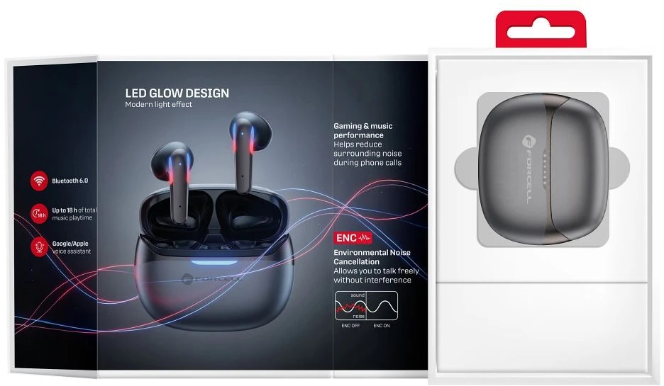 Ausinės Forcell F-Audio Pulse Air ENC Belaidės In-Ear TWS Earbuds juodas