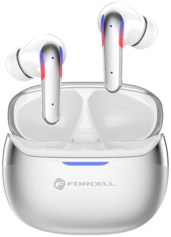 „Forcell F-Audio Pulse Pro ANC + ENC“ belaidės į ausis įdedamos TWS ausinės, sidabrinės