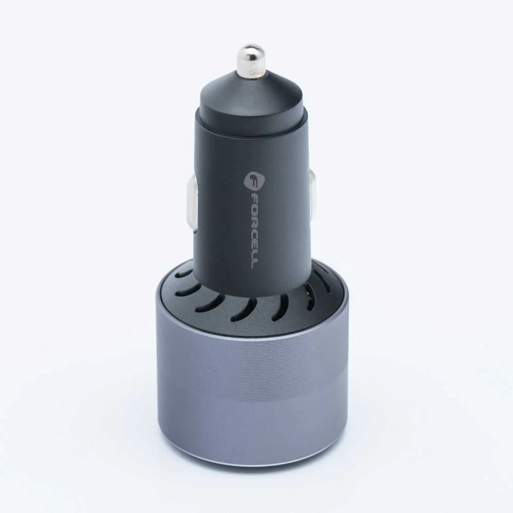 Automobilinis įkroviklis Forcell F-Energy Alu 2 x USB C + USB A QC4.0 PD SFC2.0 3A 85W pilka