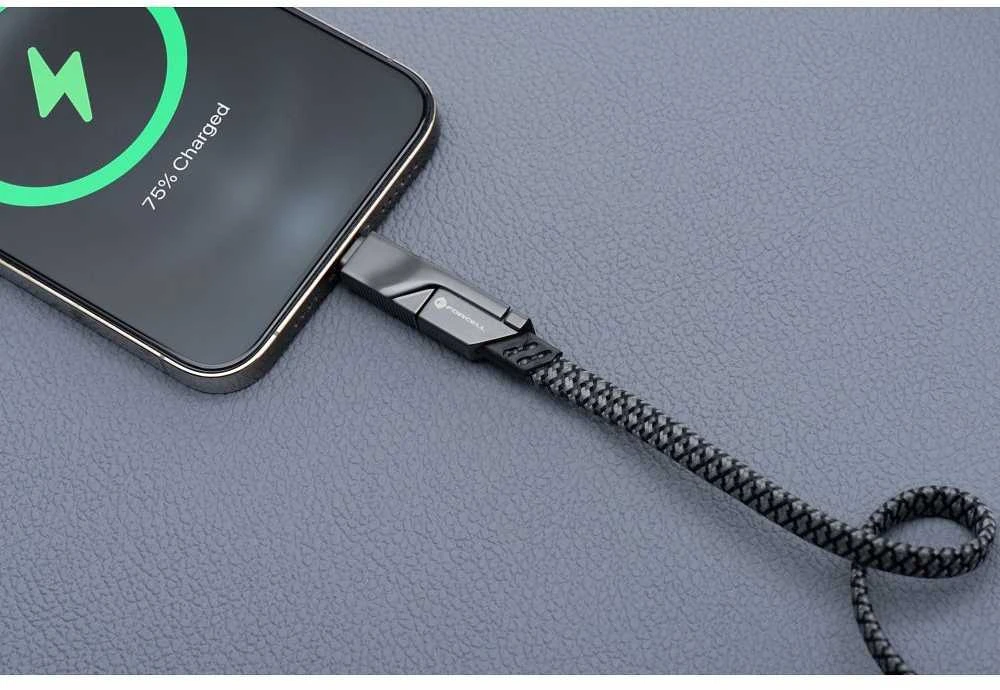 Laidas 4in1 USB C / USB A į USB C / Lightning Forcell F-Energy QC PD 3A 60W 1 m C241 chromuotas