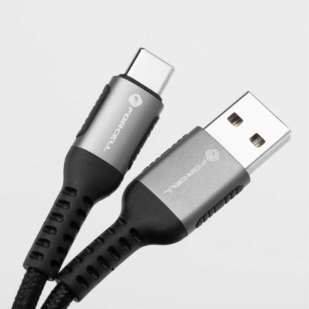 USB A į USB C laidas Forcell F-Energy QC4.0 3A 66W Cafule 1,2 m C256 juodas