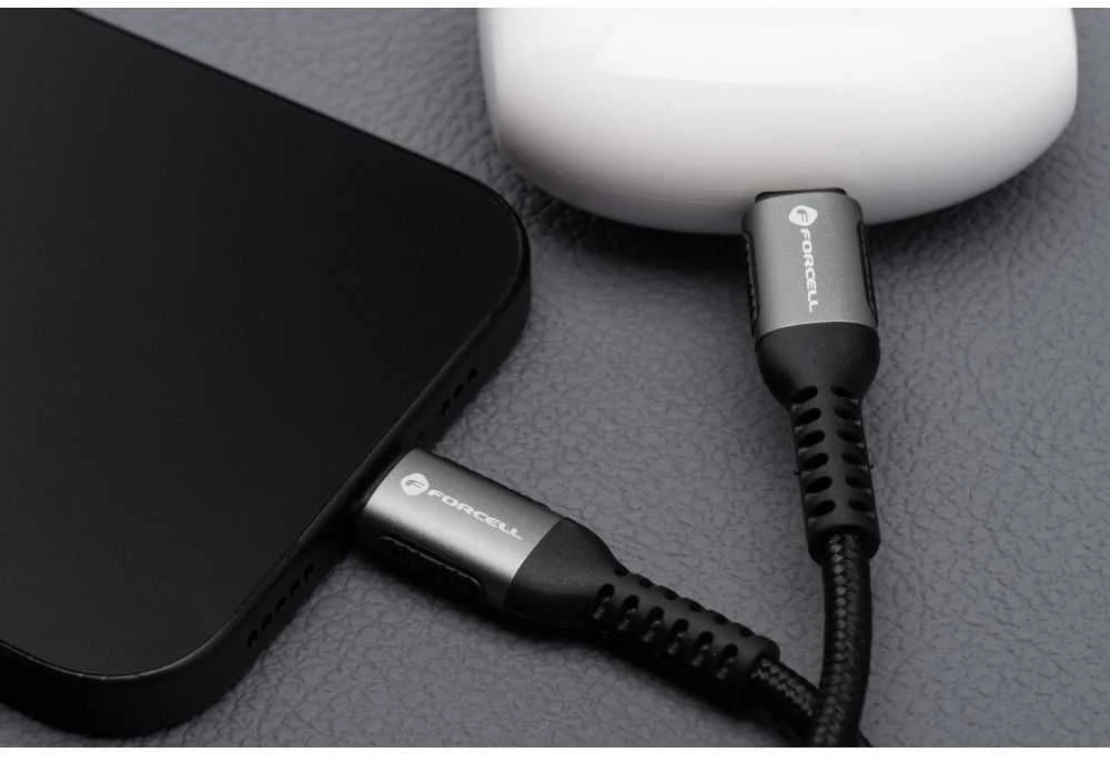 USB A į USB C laidas Forcell F-Energy QC4.0 3A 66W Cafule 3 m C256 juodas