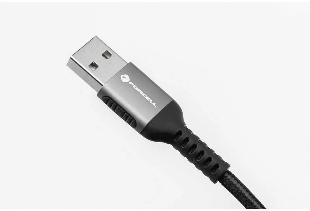USB A tipo į „Lightning“ tipo laidas „Forcell F-Energy“ 2,4A 12W, Cafule 2 m, C257, juodas