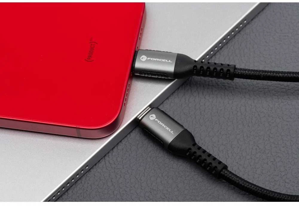 USB A tipo į „Lightning“ tipo laidas „Forcell F-Energy“ 2,4A 12W, Cafule 2 m, C257, juodas