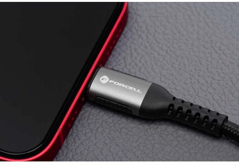 USB A tipo į „Lightning“ tipo laidas „Forcell F-Energy“ 2,4A 12W, Cafule 2 m, C257, juodas