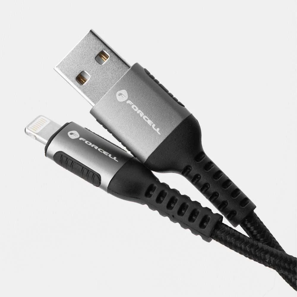 USB A tipo į „Lightning“ tipo laidas „Forcell F-Energy“ 2,4A 12W, Cafule, 3 m, C257, juodas