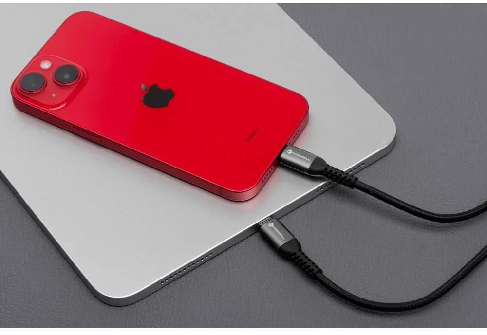 USB A tipo laidas su „Lightning“ jungtimi Forcell F-Energy 2,4A 12W Cafule 0,5 m, C257, juodas