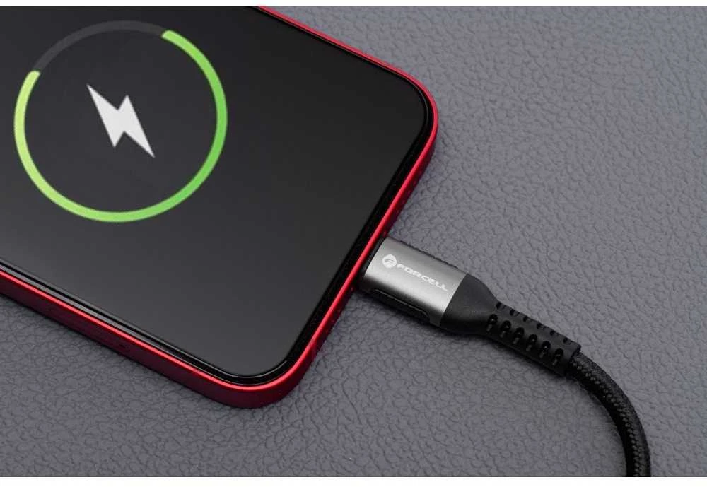 USB A tipo į „Lightning“ tipo laidas „Forcell F-Energy“ 2,4A 12W, Cafule 2 m, C257, juodas