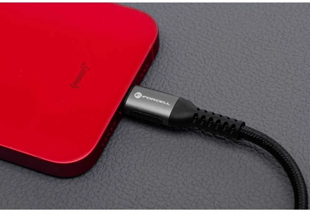 USB A tipo į „Lightning“ tipo laidas „Forcell F-Energy“ 2,4A 12W, Cafule 2 m, C257, juodas
