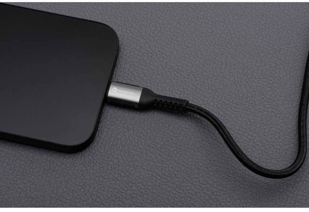 USB A tipo į „Lightning“ tipo laidas „Forcell F-Energy“ 2,4A 12W, Cafule, 3 m, C257, juodas