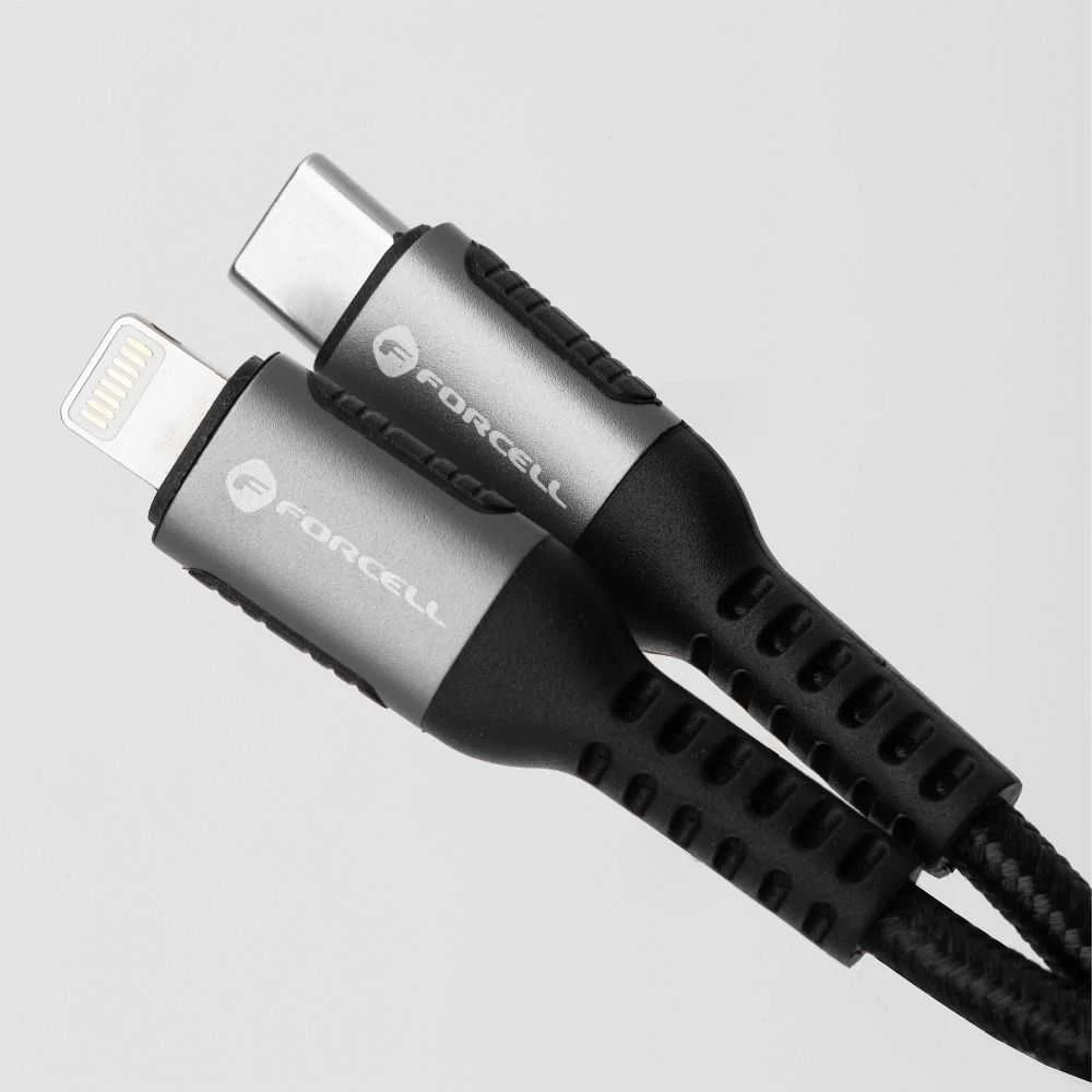 USB C - Lightning laidas Forcell F-Energy PD 3A 27W Cafule 2 m C259 juodas