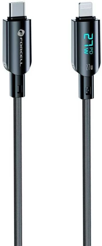 USB C - Lightning laidas Forcell F-Energy PD 3A 27W skaitmeninis 1,2 m C276 juodas