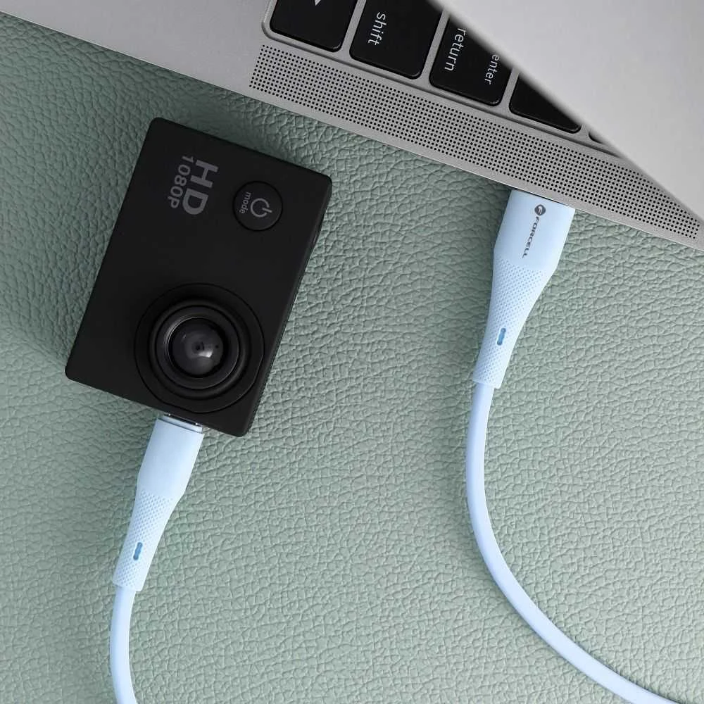 USB A į Micro USB laidas Forcell F-Energy QC3.0 2,4A 18W silikoninis 1 m C341 mėlynas