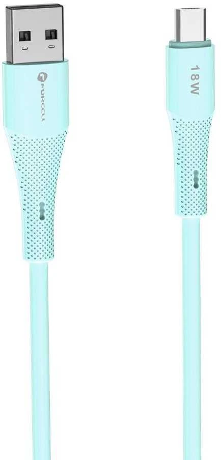 USB A į Micro USB laidas Forcell F-Energy QC3.0 2,4A 18W silikoninis 1 m C341 mėlynas