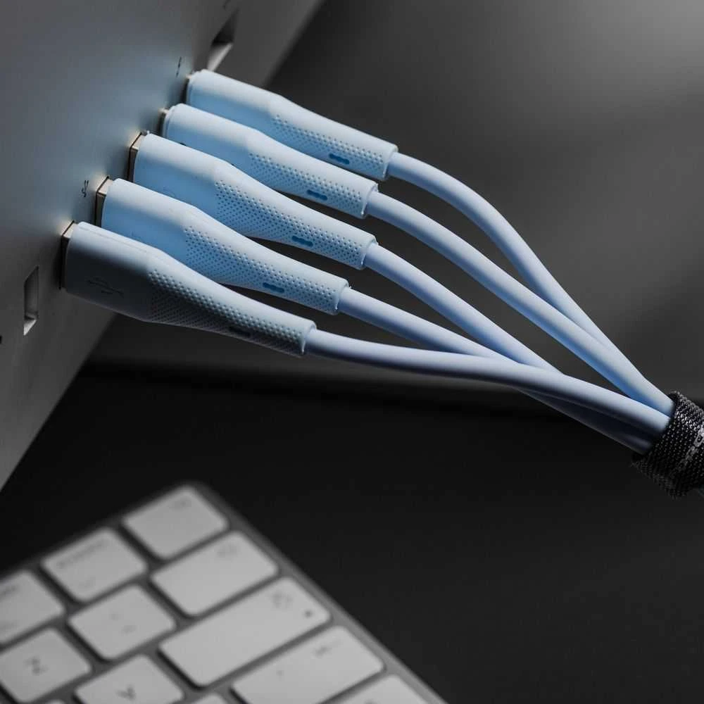 USB A į Micro USB laidas Forcell F-Energy QC3.0 2,4A 18W silikoninis 1 m C341 mėlynas