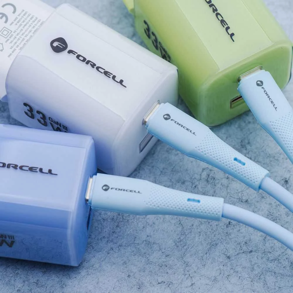 USB A į Micro USB laidas Forcell F-Energy QC3.0 2,4A 18W silikoninis 1 m C341 mėlynas