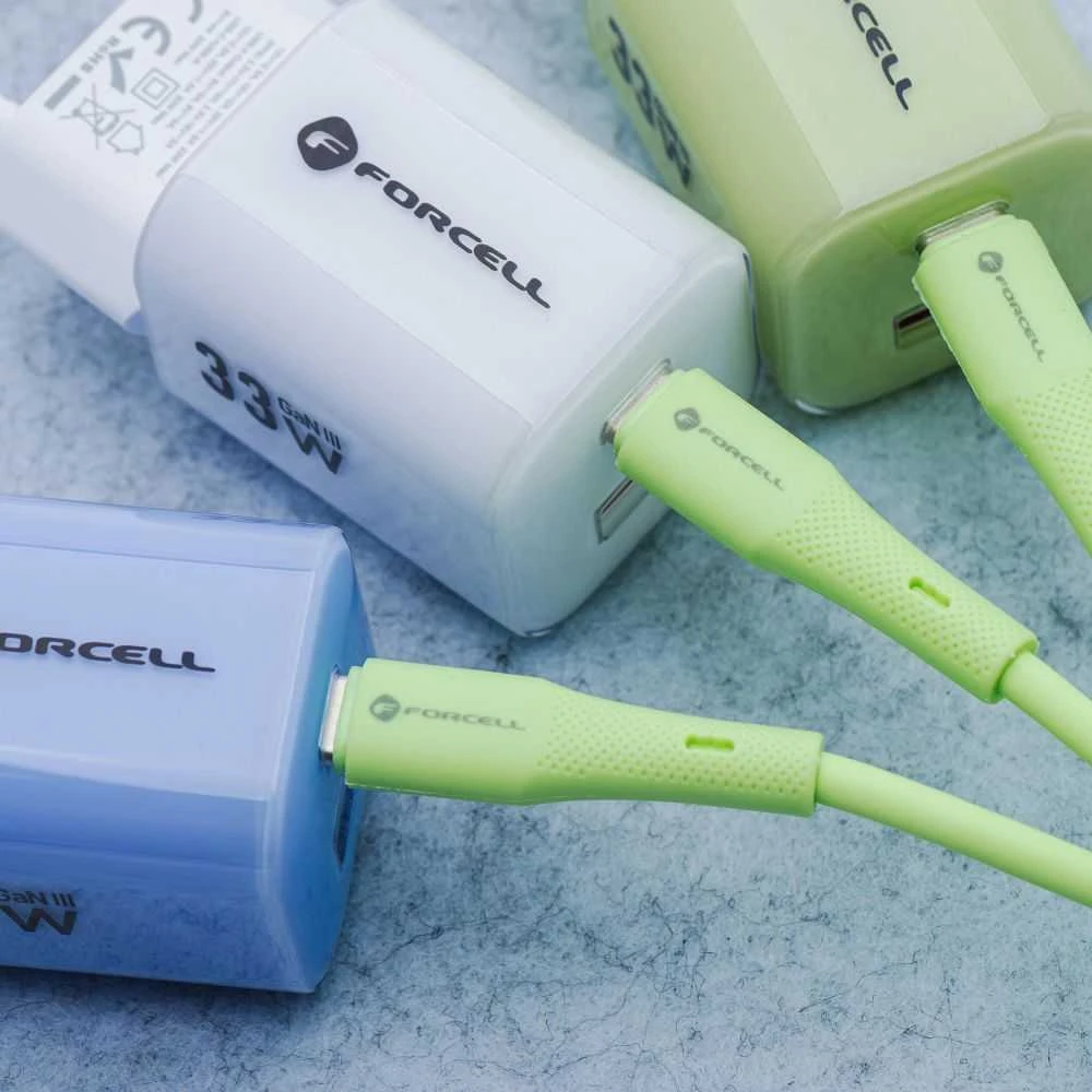 USB A į Micro USB laidas Forcell F-Energy QC3.0 2,4A 18W silikoninis 1 m C341 žalias