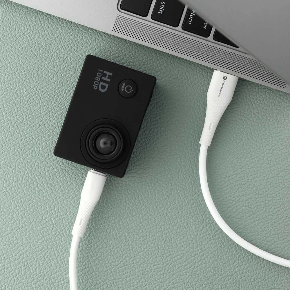 USB A į Micro USB laidas Forcell F-Energy QC3.0 2,4A 18W silikoninis 1 m C341 baltas