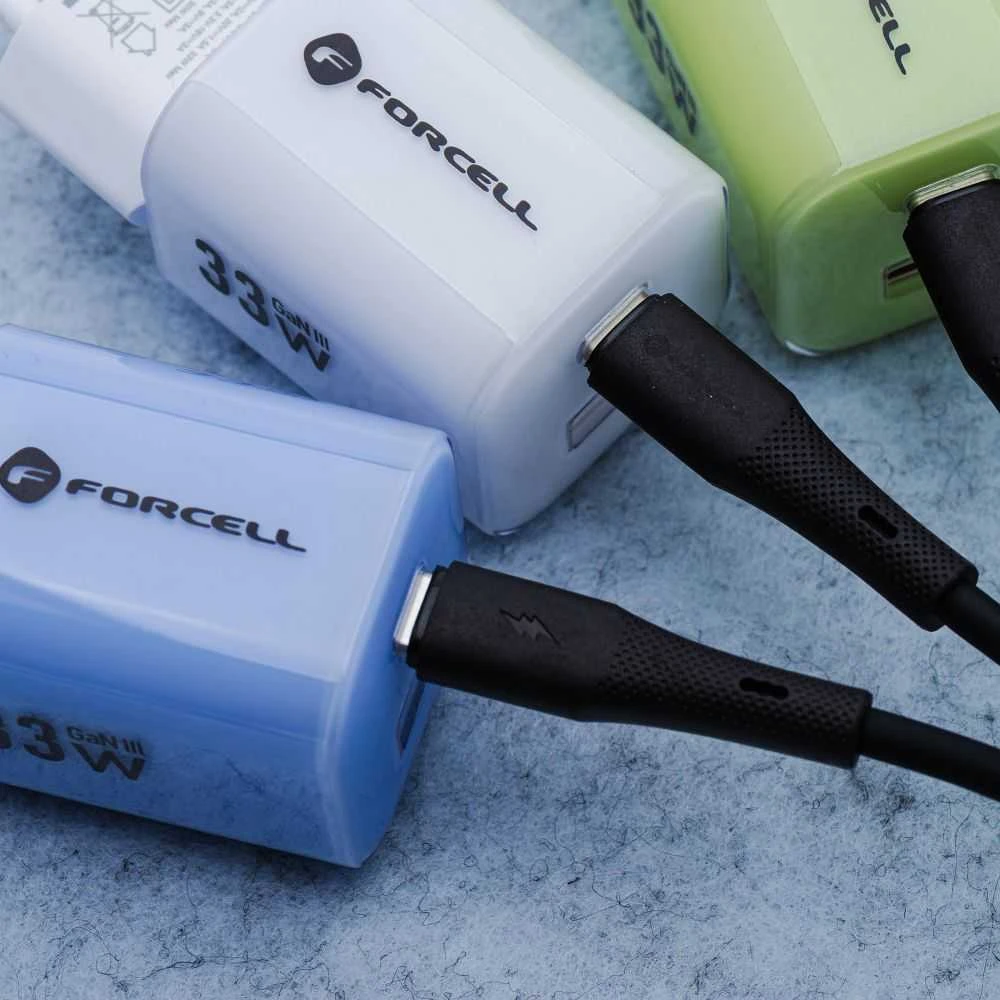 USB A tipo laidas su „Lightning“ jungtimi Forcell F-Energy 2,4A 12W silikoninis, 1 m, C343, juodas