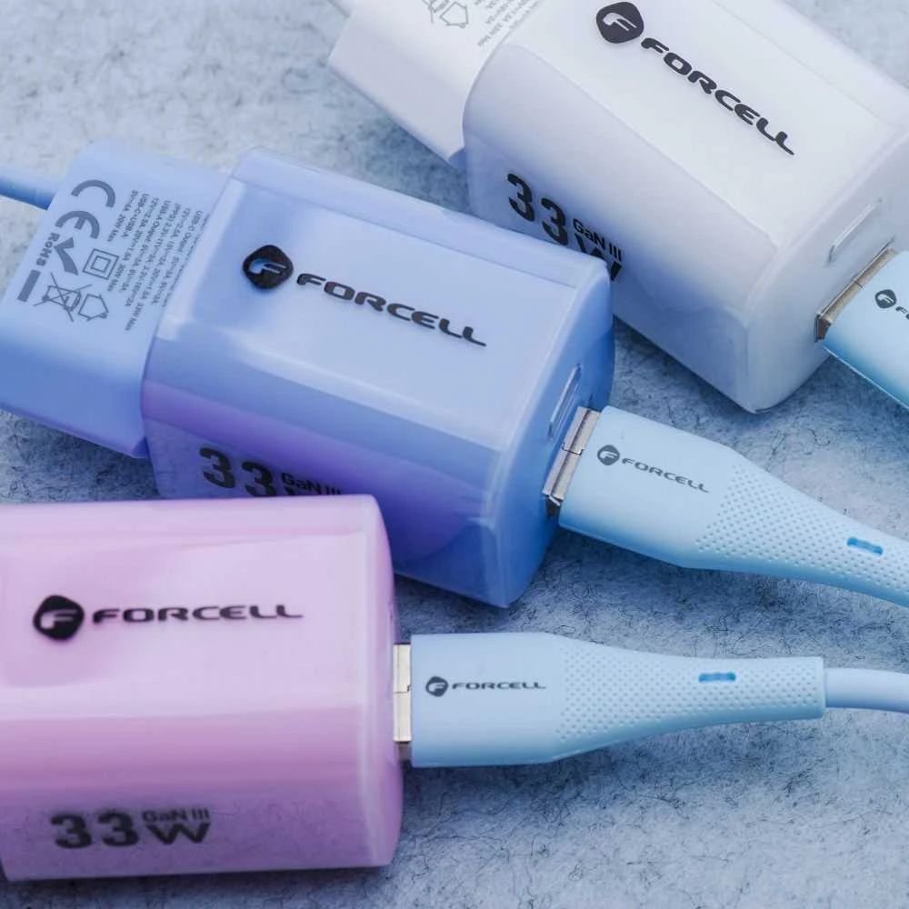 USB A tipo laidas su „Lightning“ jungtimi Forcell F-Energy 2,4A 12W silikoninis, 1 m, C343 mėlynas