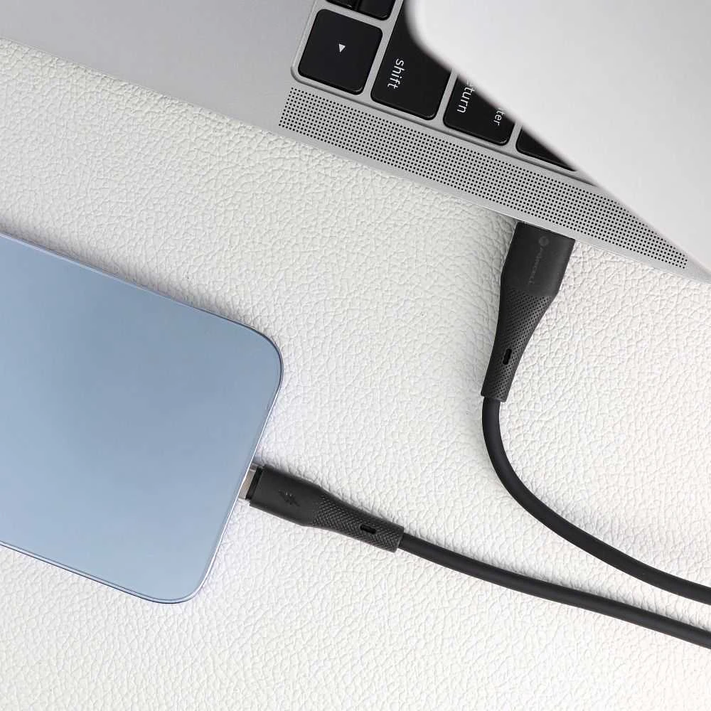 USB A tipo laidas su „Lightning“ jungtimi Forcell F-Energy 2,4A 12W silikoninis, 1 m, C343, juodas