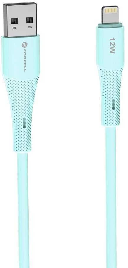 USB A tipo laidas su „Lightning“ jungtimi Forcell F-Energy 2,4A 12W silikoninis, 1 m, C343 mėlynas