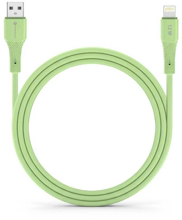 USB A tipo laidas su „Lightning“ jungtimi Forcell F-Energy 2,4A 12W silikoninis, 1 m, C343 žalias