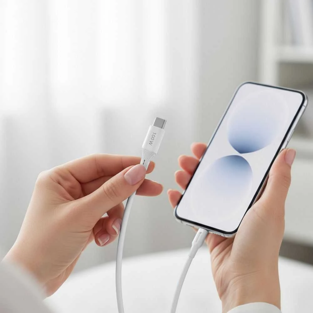 USB A tipo laidas su „Lightning“ jungtimi Forcell F-Energy 2,4A 12W silikoninis, 1 m, C343 baltas