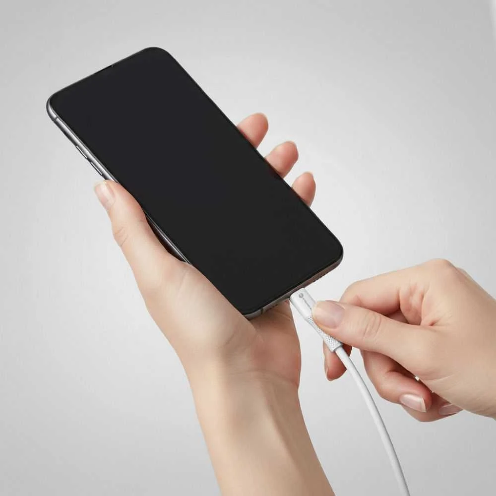 USB A tipo laidas su „Lightning“ jungtimi Forcell F-Energy 2,4A 12W silikoninis, 1 m, C343 baltas