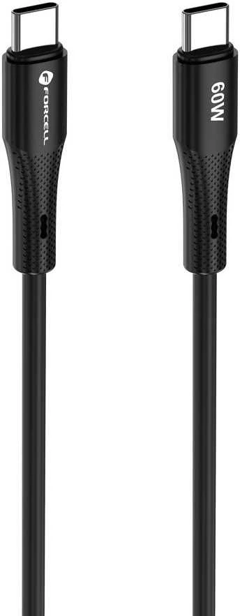 USB C laidas į USB C jungtį Forcell F-Energy QC4.0 PD 3A 60W silikoninis 1 m C344 juodas