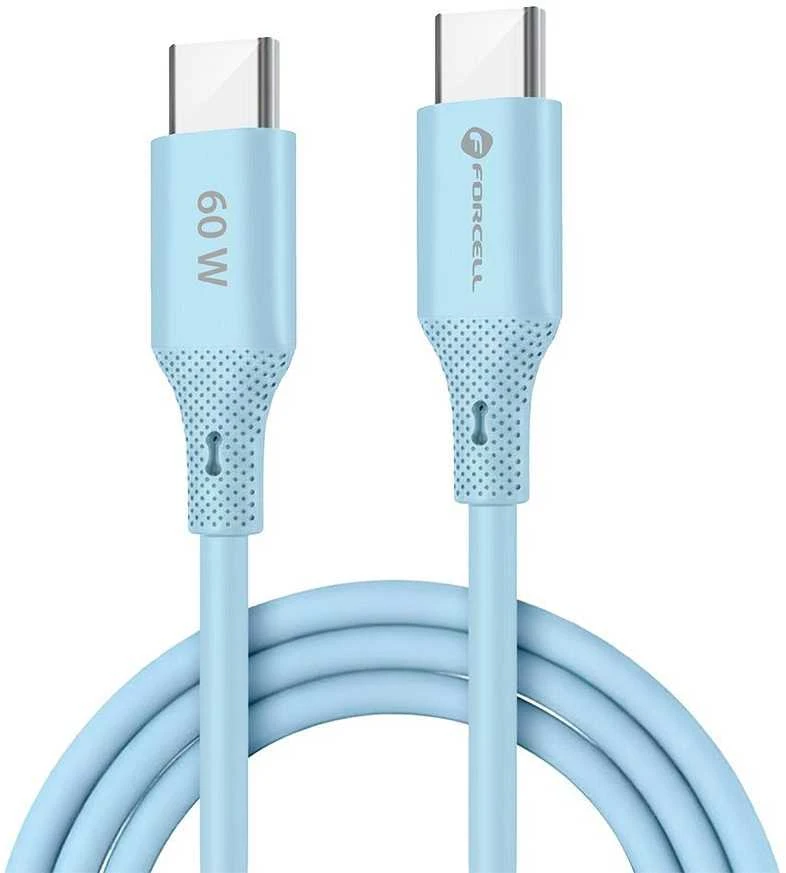 USB C į USB C laidas Forcell F-Energy QC4.0 PD 3A 60W silikoninis 1 m C344 mėlynas
