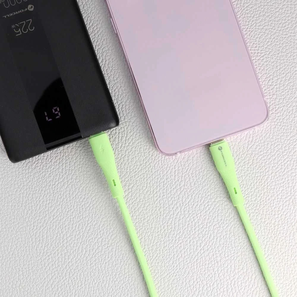 USB C laidas į USB C jungtį Forcell F-Energy QC4.0 PD 3A 60W silikoninis 1 m C344 žalias