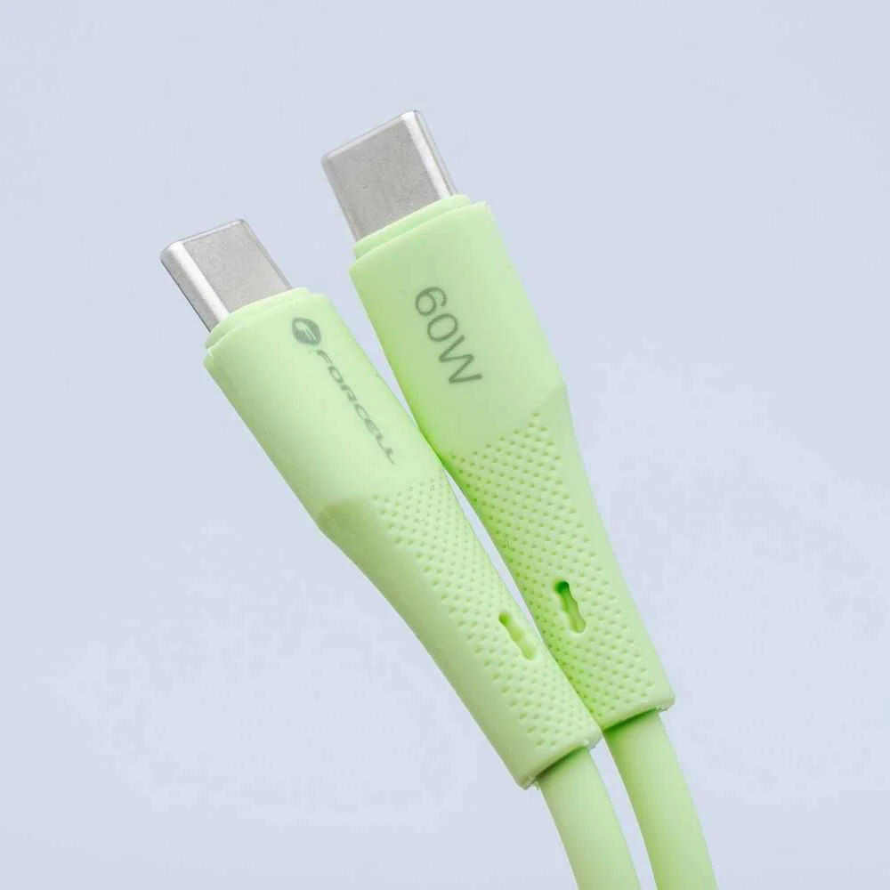 USB C laidas į USB C jungtį Forcell F-Energy QC4.0 PD 3A 60W silikoninis 1 m C344 žalias