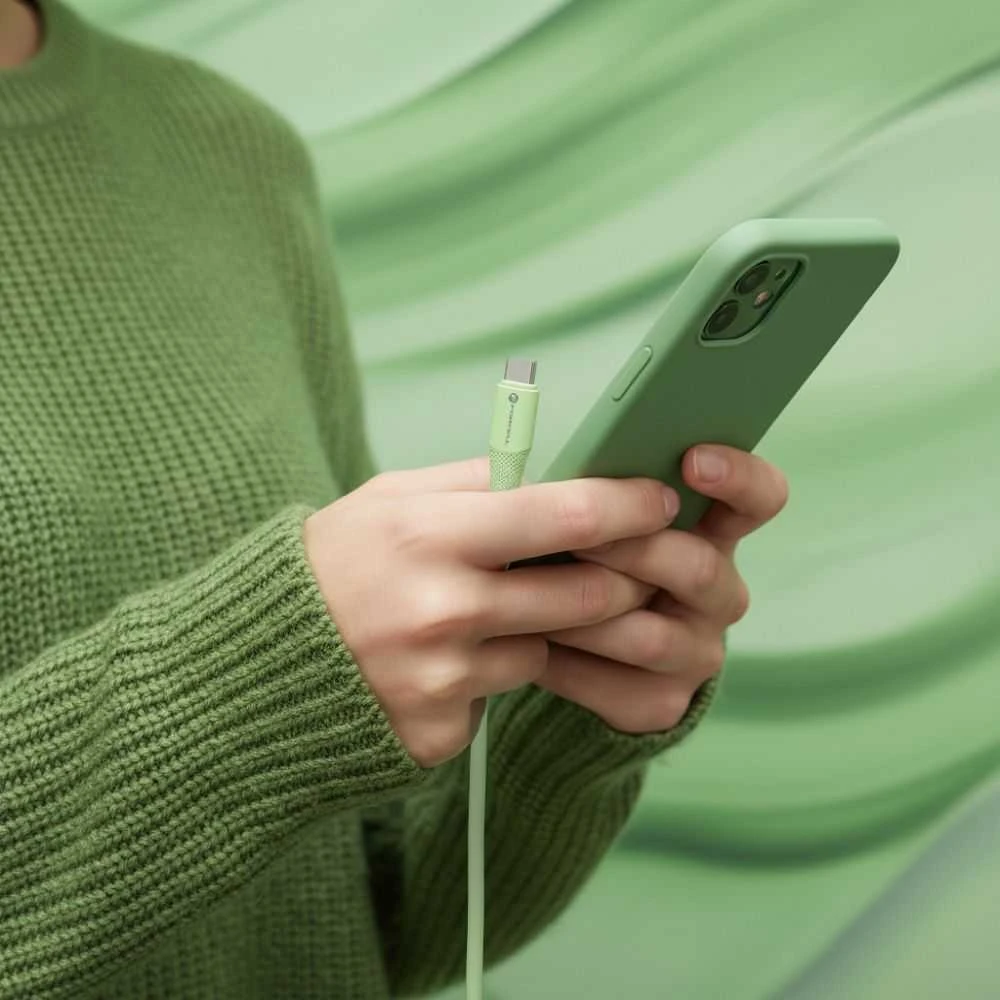 USB C laidas į USB C jungtį Forcell F-Energy QC4.0 PD 3A 60W silikoninis 1 m C344 žalias