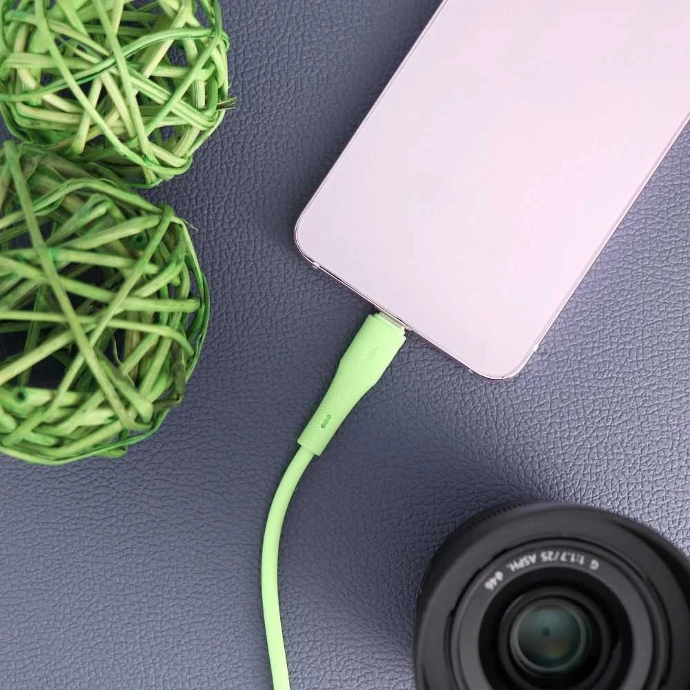 USB C laidas į USB C jungtį Forcell F-Energy QC4.0 PD 3A 60W silikoninis 1 m C344 žalias