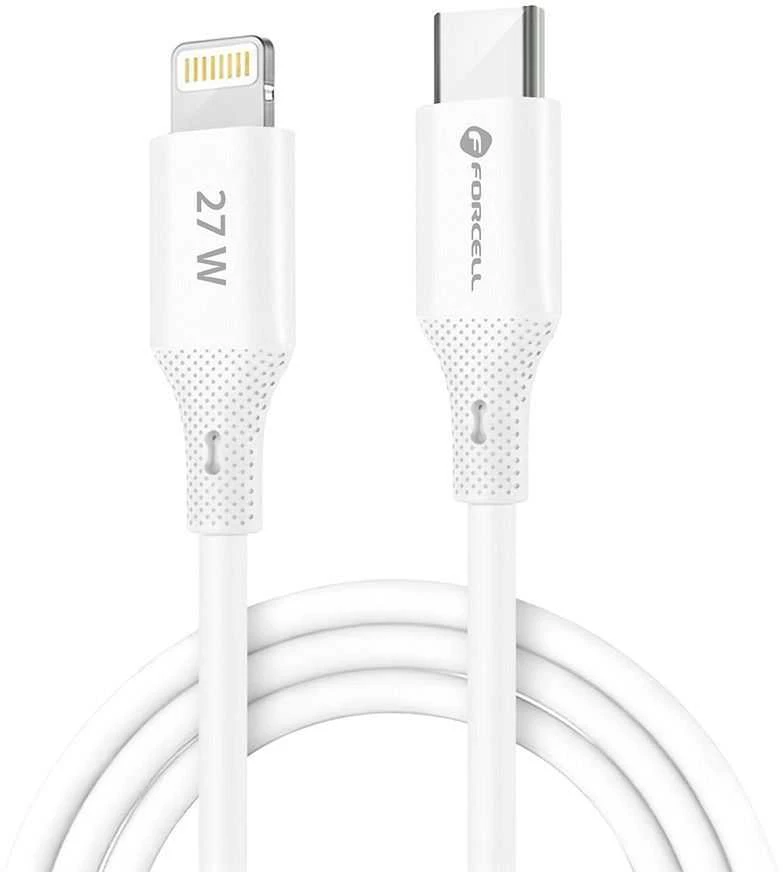 USB C į Lightning kabelis Forcell F-Energy PD 3A 27W silikoninis 1 m C346 baltas