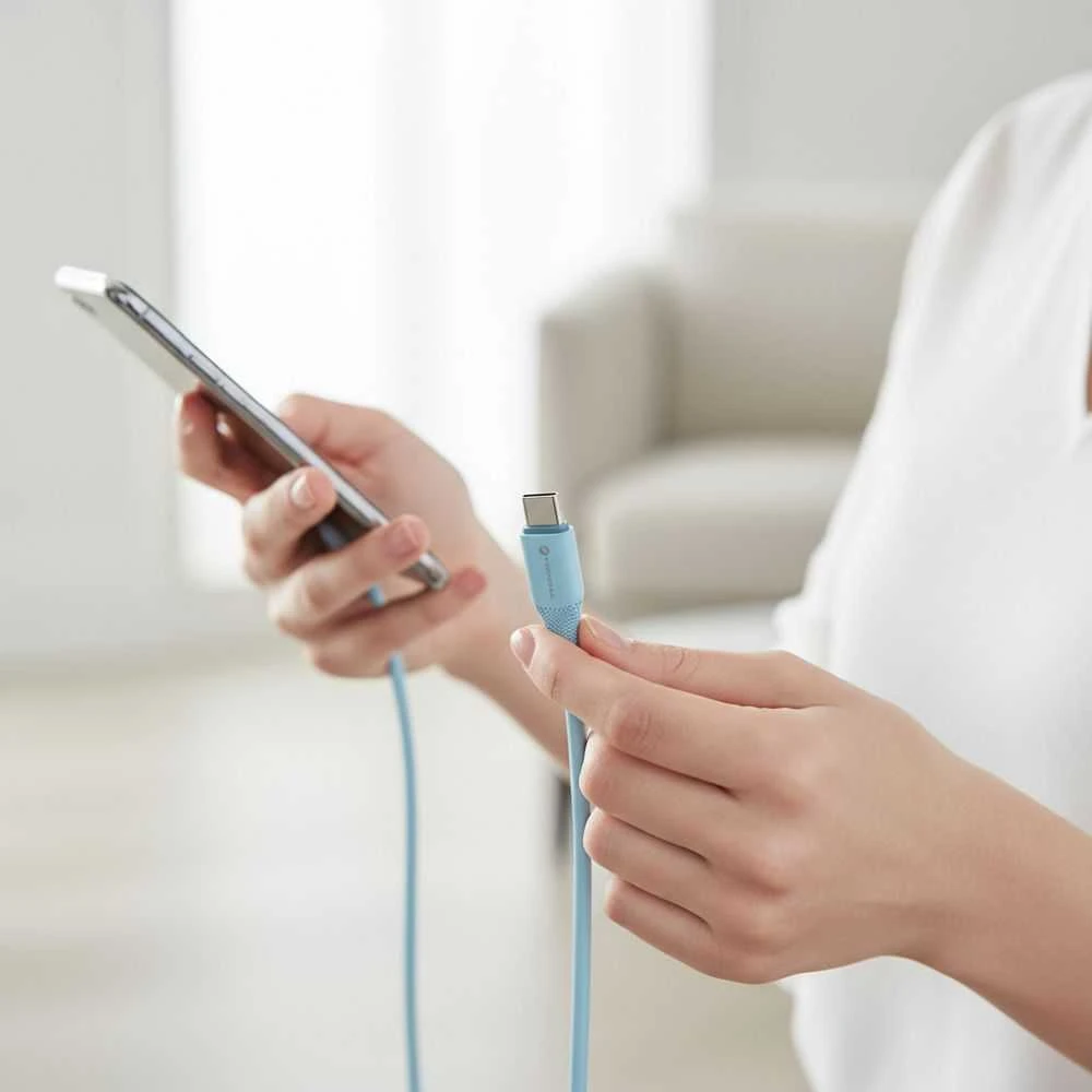 USB C - Lightning kabelis Forcell F-Energy PD 3A 27W silikoninis 1 m C346 mėlynas