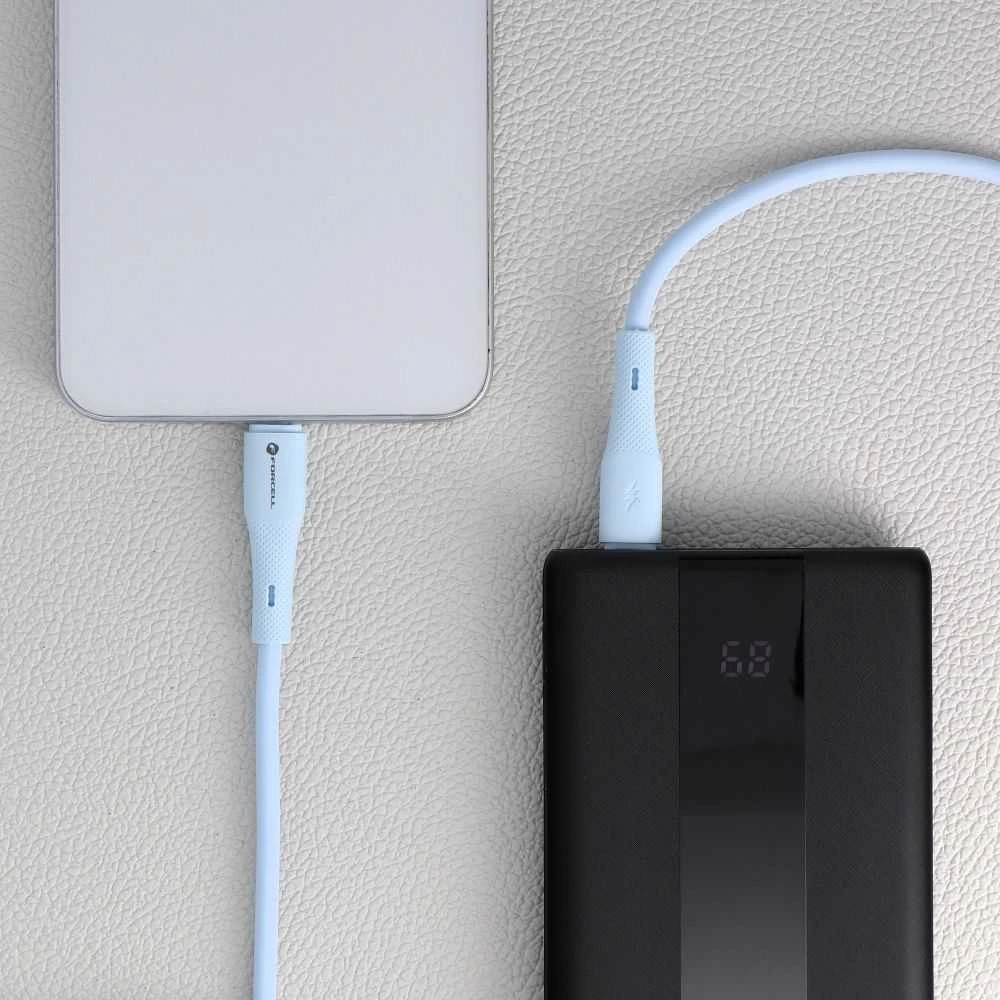 USB C į USB C laidas Forcell F-Energy QC4.0 PD 5A 100W silikoninis 1 m C347 mėlynas