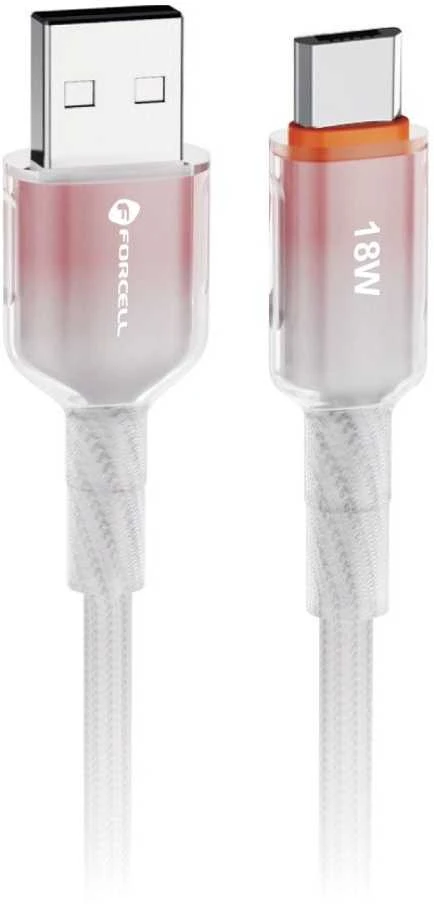 USB A į Micro USB laidas Forcell F-Energy QC3.0 2,4A 18W gradientas 1 m C351 baltas