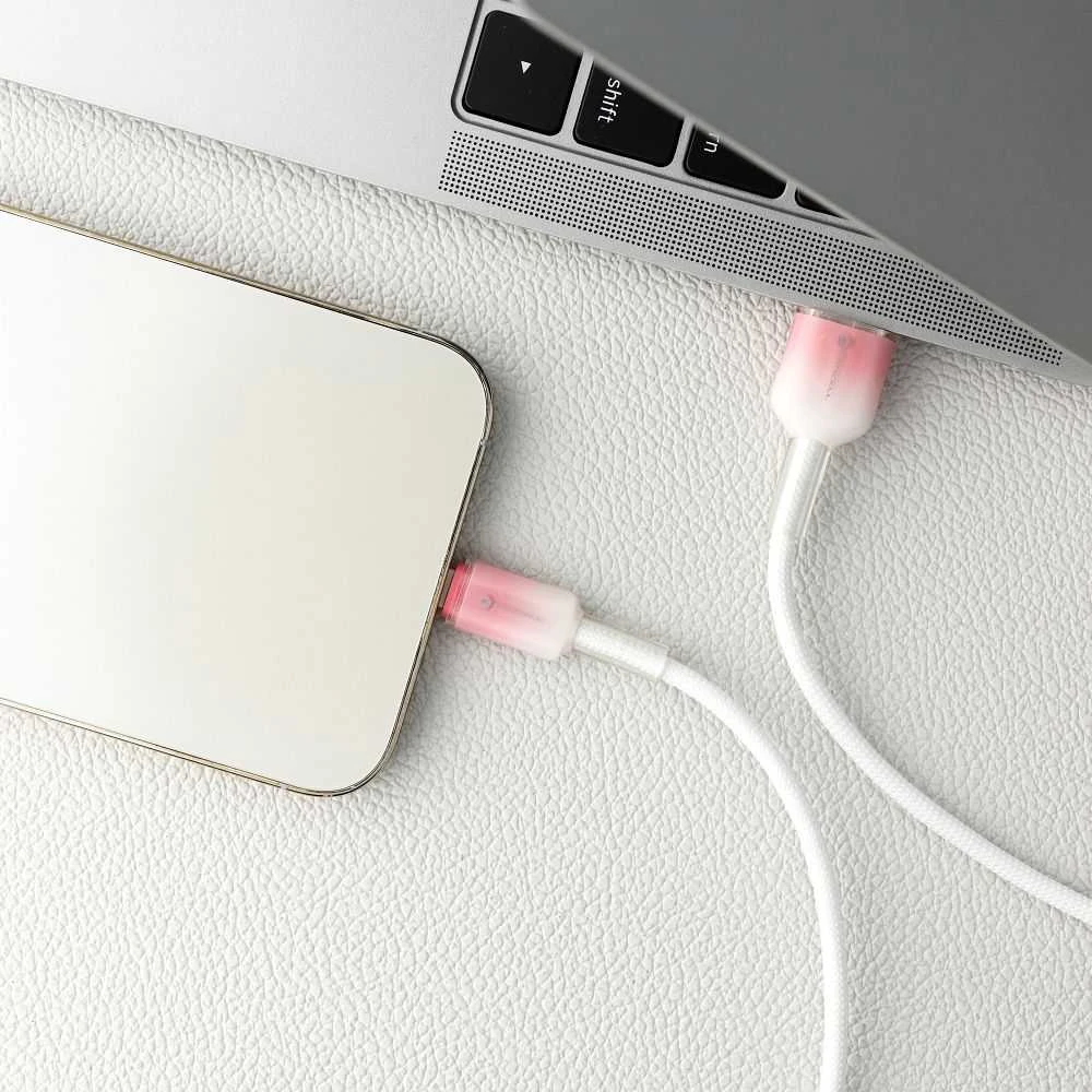 USB A tipo laidas su „Lightning“ jungtimi Forcell F-Energy 2,4A 12W gradientinis 1 m C353 baltas