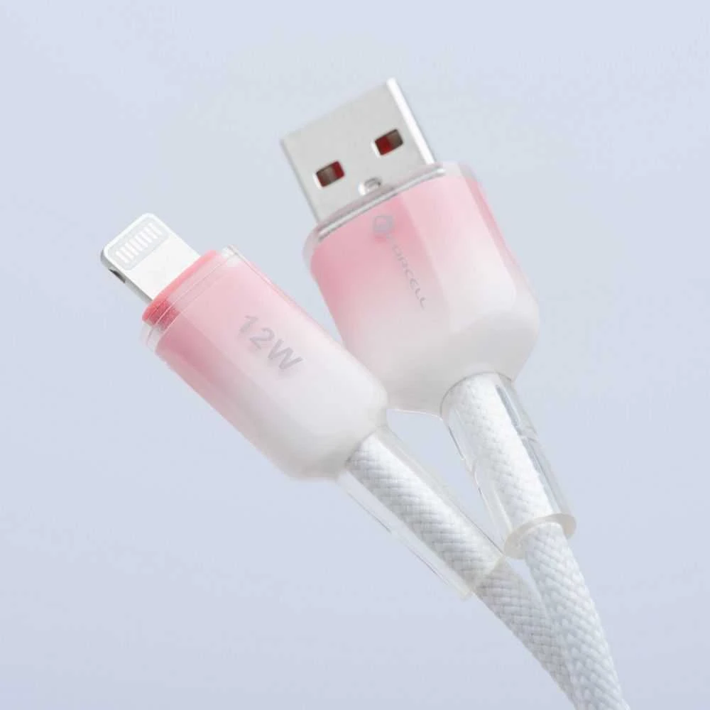 USB A tipo laidas su „Lightning“ jungtimi Forcell F-Energy 2,4A 12W gradientinis 1 m C353 baltas