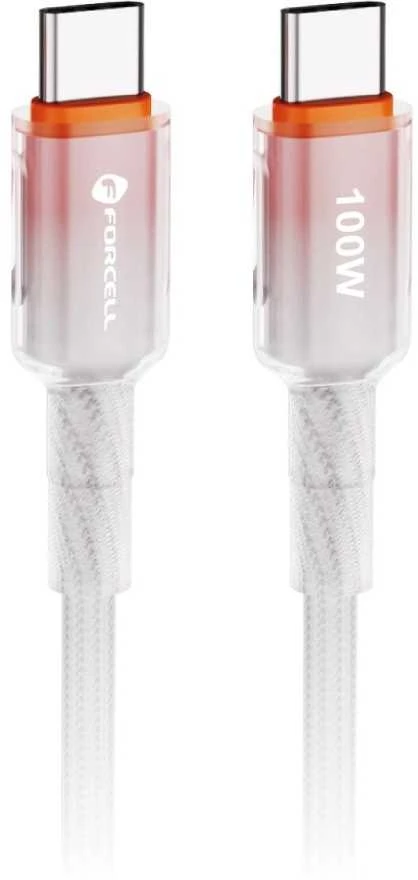 USB C į USB C laidas Forcell F-Energy QC4.0 PD 5A 100W gradientas 1 m C357 baltas