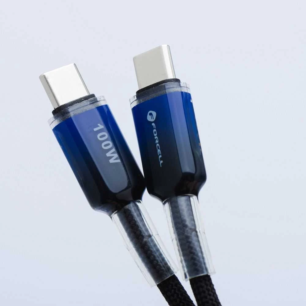 USB C į USB C laidas Forcell F-Energy QC4.0 PD 5A 100W gradientas 1 m C357 juodas