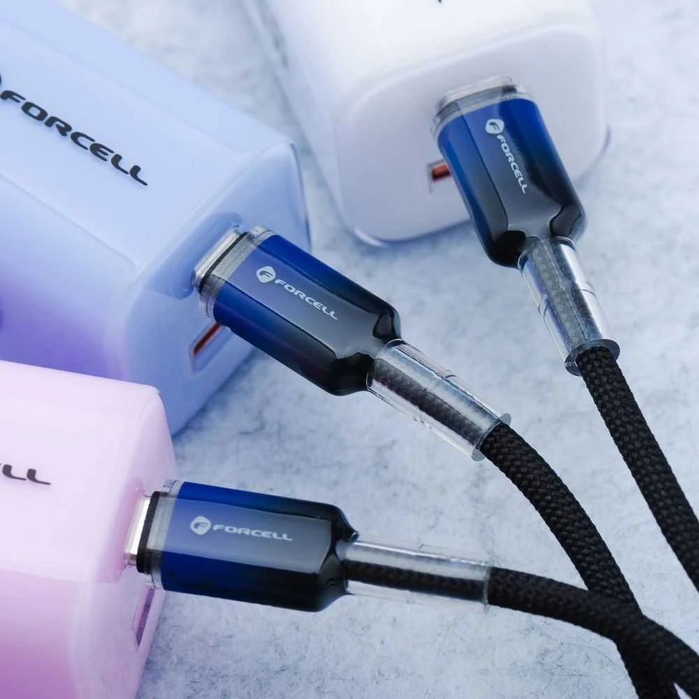 USB C į USB C laidas Forcell F-Energy QC4.0 PD 5A 100W gradientas 1 m C357 juodas