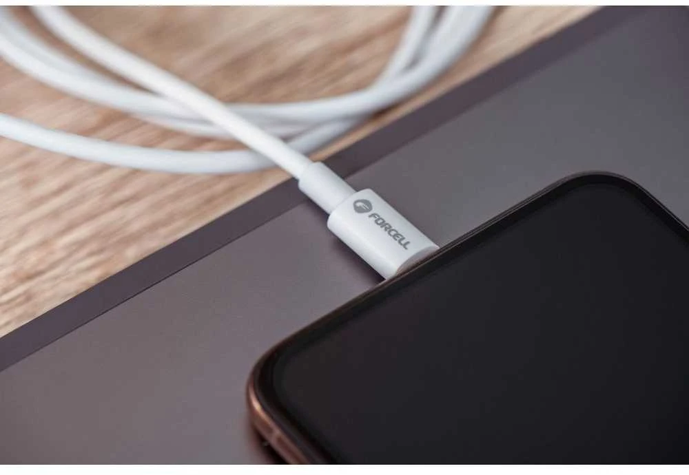 USB A tipo laidas su „Lightning“ jungtimi Forcell F-Energy MFi 2,4A 12W 1 m C703 baltas