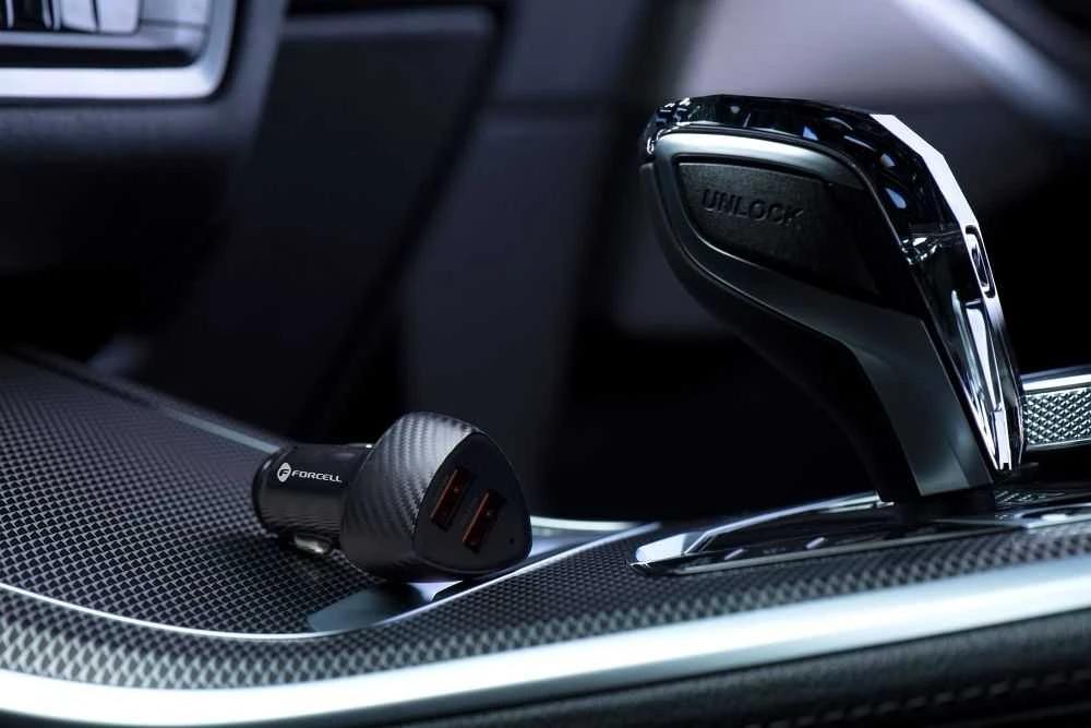 Automobilinis įkroviklis Forcell F-Energy Carbon 2 x USB A QC3.0 3A 36W CC50-2A juodas
