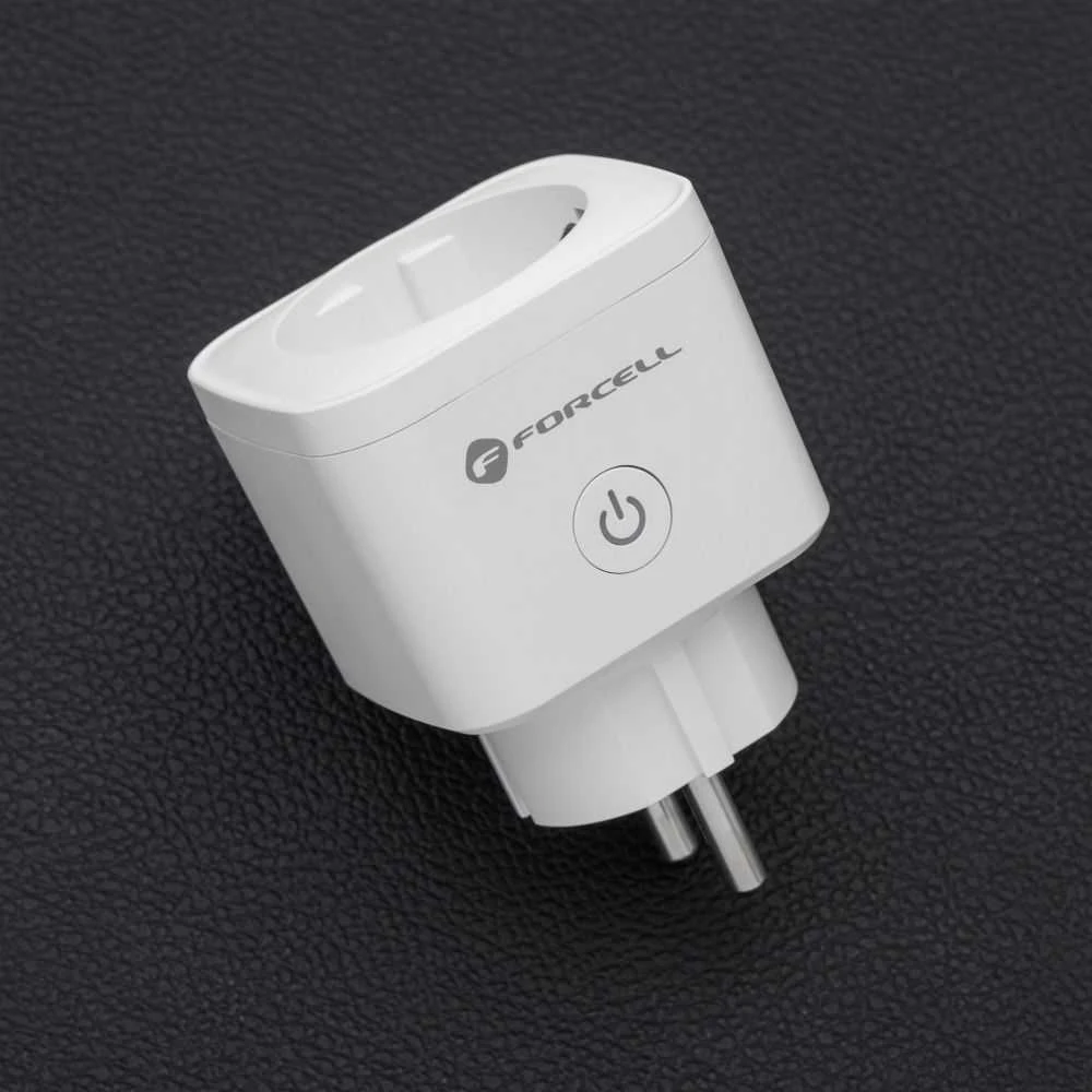 FORCELL F-ENERGY EU02 išmanusis kištukas 230V su WiFi, programuotoju ir Tuya/Amazon Alexa palaikymu - baltas