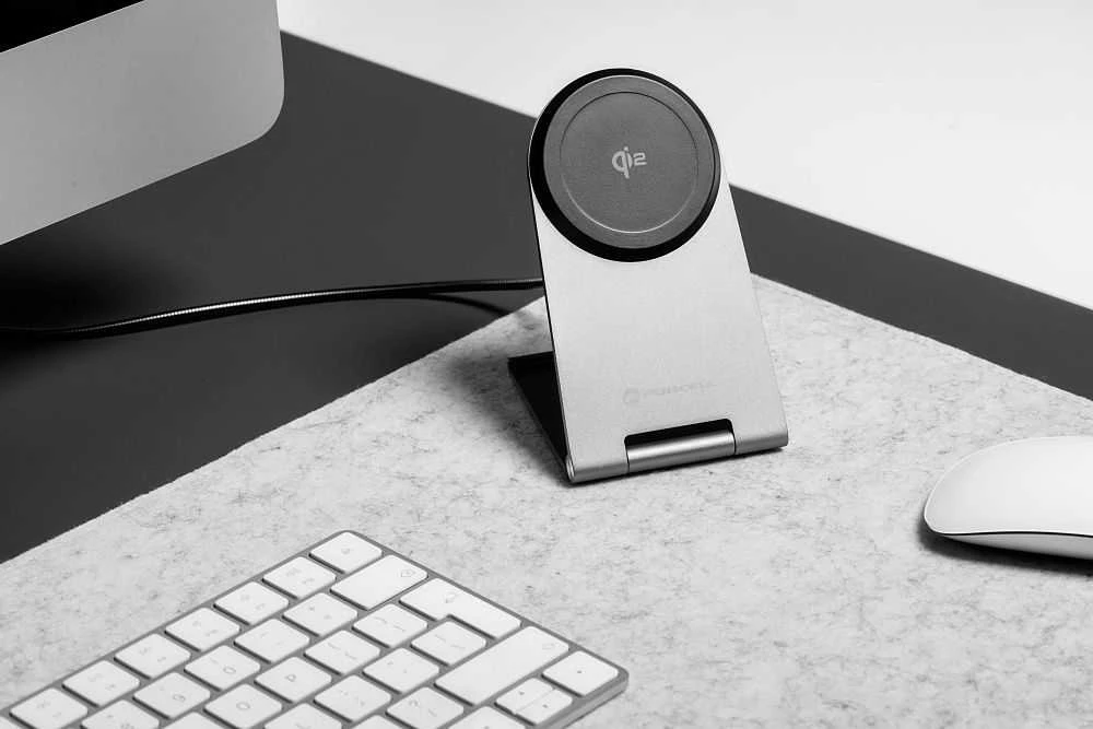 Belaidis įkroviklis Forcell F-Energy Flip Charge USB C Qi2 15W, suderinamas su MagSafe sidabrinis 0INT